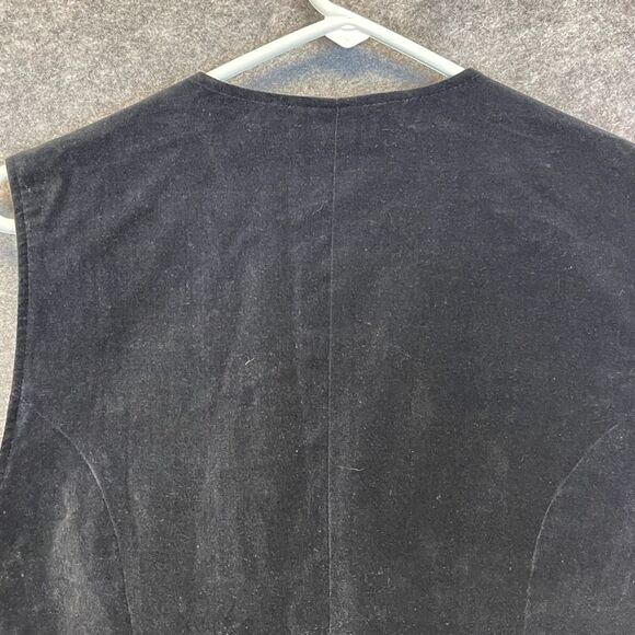 KAREN SCOTT Vest Womens Medium Black Red Poinsettia Christmas Velvet Embroidered - Picture 9 of 16